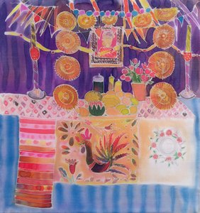 Meksikon pyhäkkö Frida Kahlon kanssa, 2006 (värit silkille)